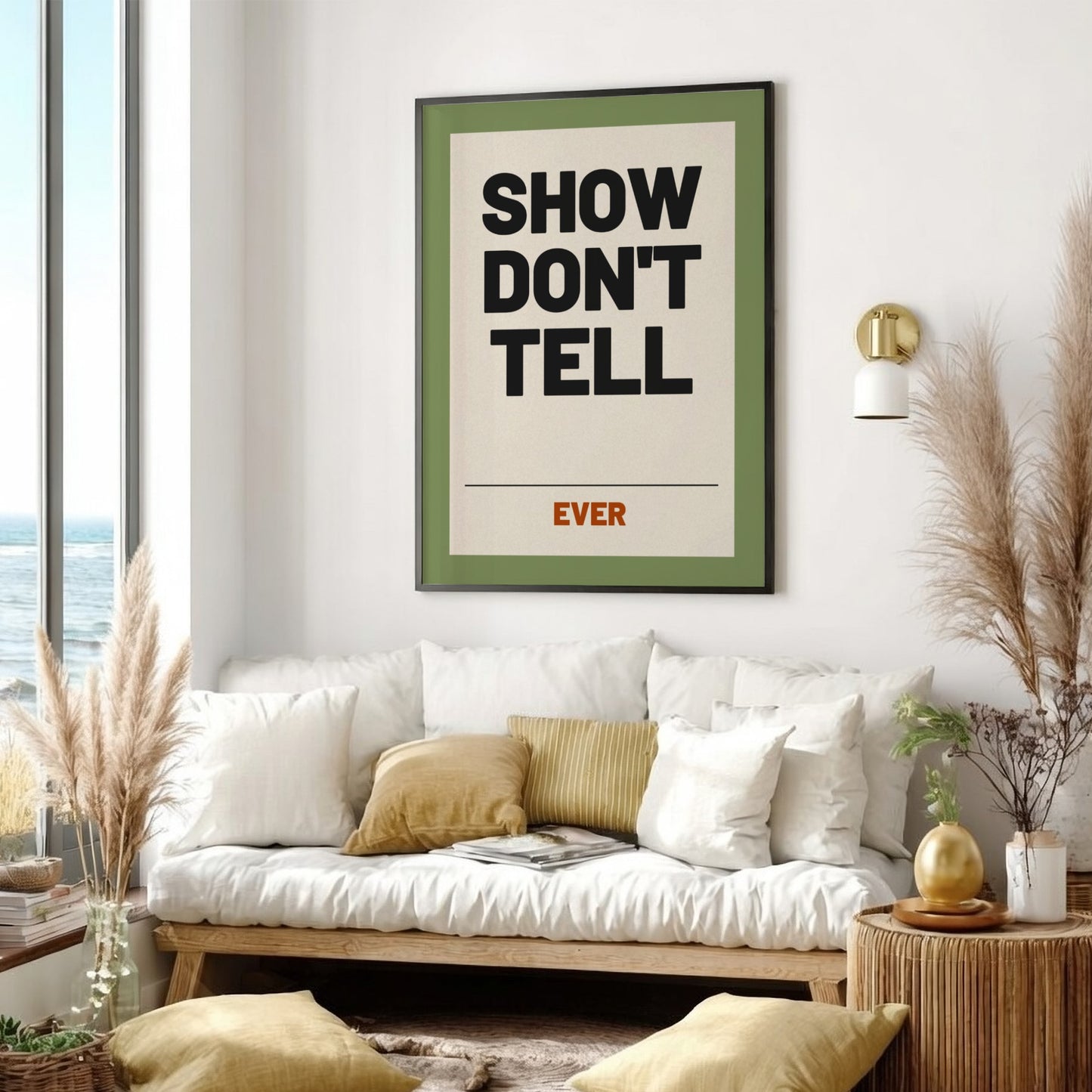 Motivational quotes poster featuring bold typography and earthy colors for home decor.