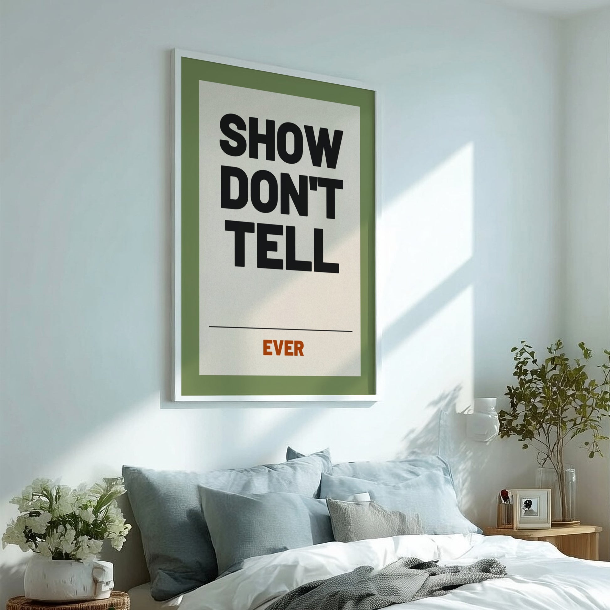 Motivational quotes poster featuring bold typography and earthy colors for home decor.