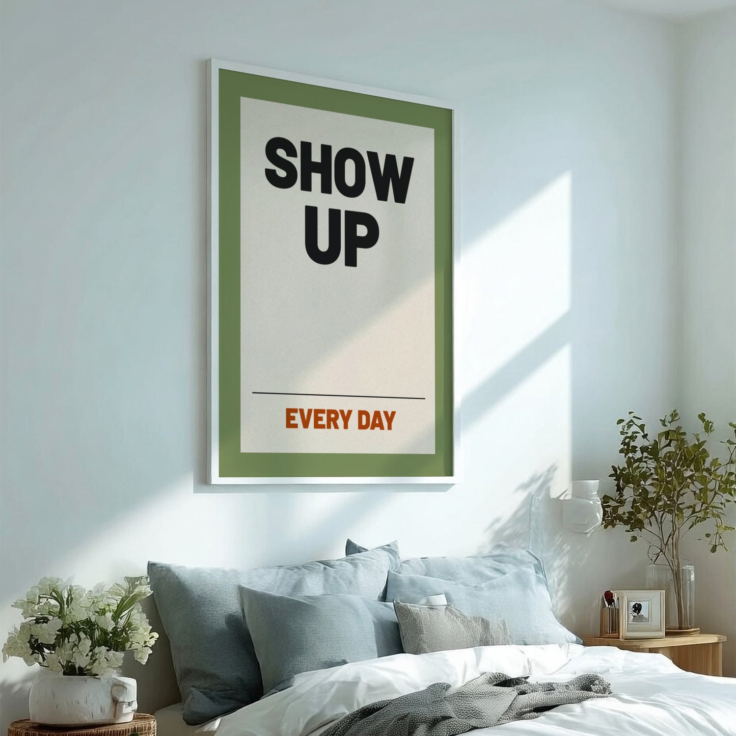 Motivational quotes poster featuring bold text in earthy tones, ideal for home decor and inspiration.