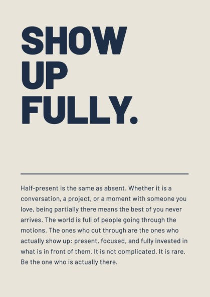 Motivational quotes poster featuring bold typography in navy blue, ideal for home decor and inspiration.