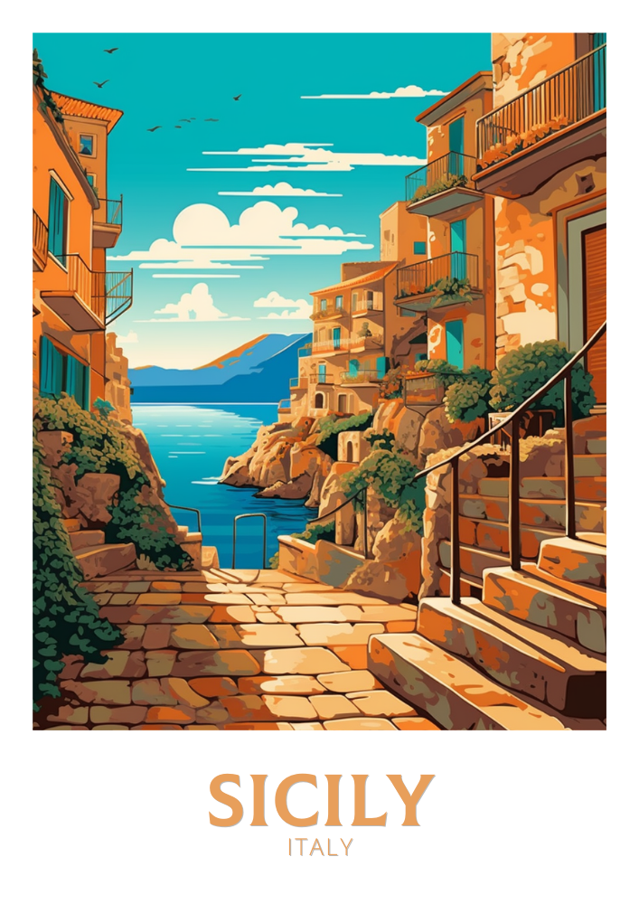 Europe SICILY TRAVEL WALL ART - ITALY POSTER