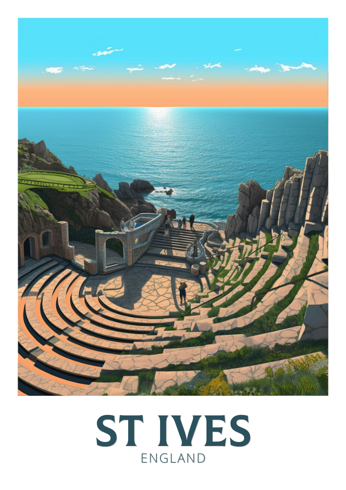 Europe ST IVES TRAVEL POSTER - ENGLAND ARTWORK