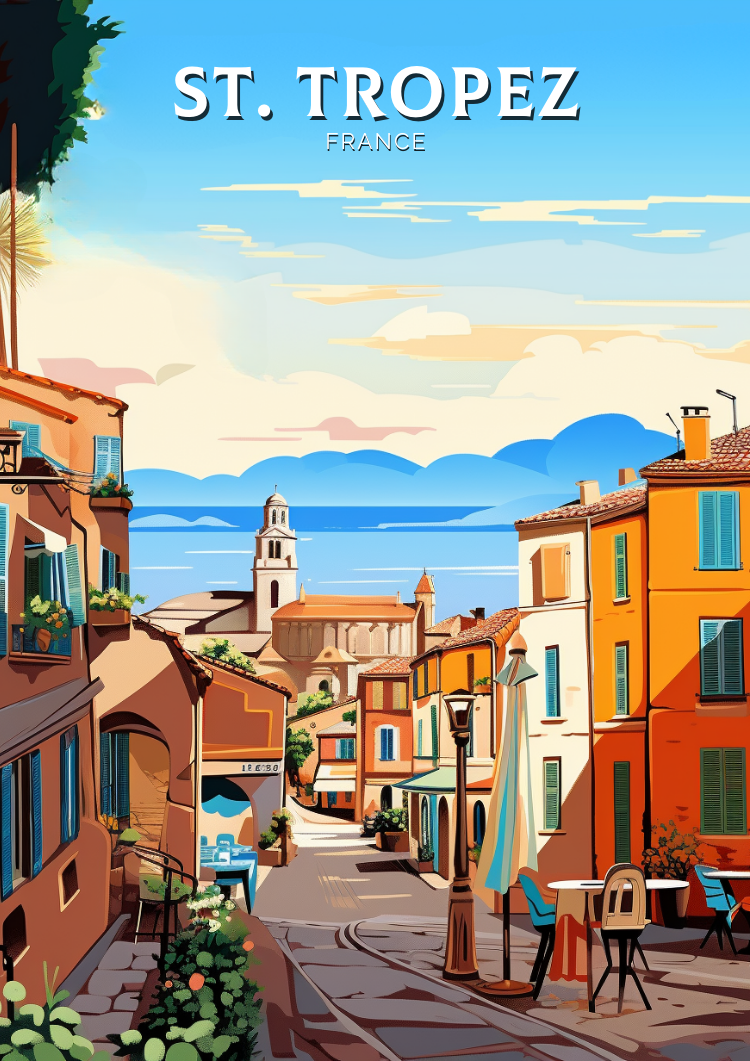 Europe ST TROPEZ TRAVEL PRINT - FRANCE ARTWORK