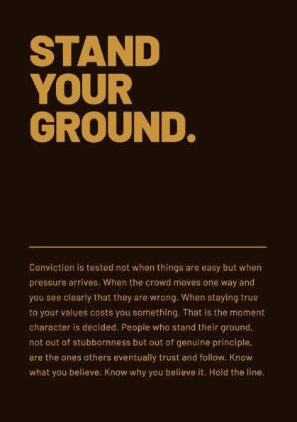 Motivational quotes poster featuring bold typography in gold on a brown background, inspiring wall decor.