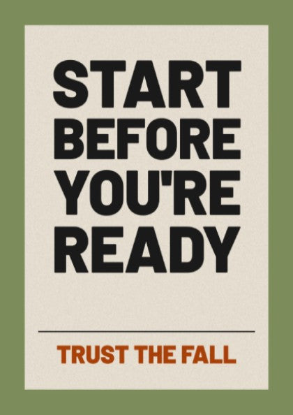 Motivational poster featuring bold typography on a green background, ideal for home decor and inspiration.