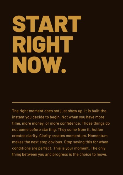 Motivational quotes poster with bold typography and warm colors, designed to inspire action and clarity.