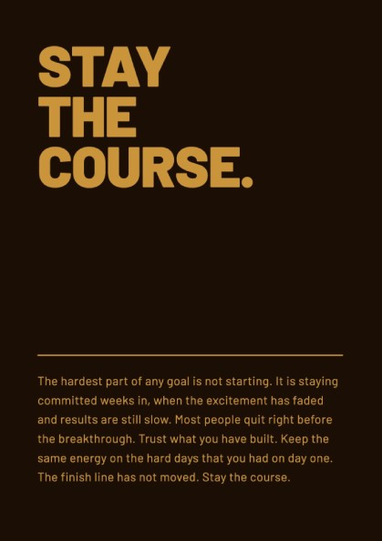 Motivational poster with bold typography and warm tones, inspiring resilience and focus.