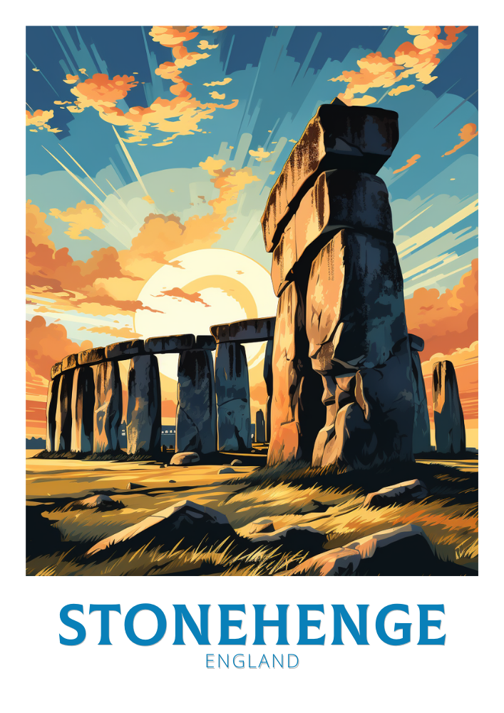 Europe STONEHENGE TRAVEL POSTER - ENGLAND ARTWORK