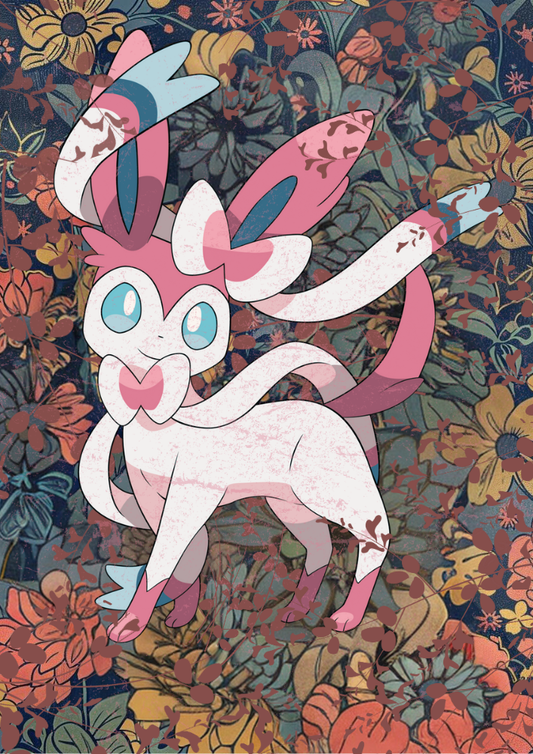 Sylveon: Japanese Tapestry Style Pokemon Anime Poster