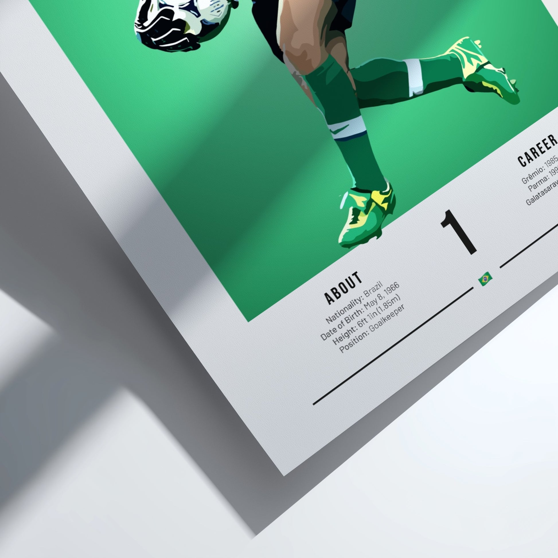 Taffarel football art featuring vibrant green colors and modern style, perfect for sports enthusiasts.