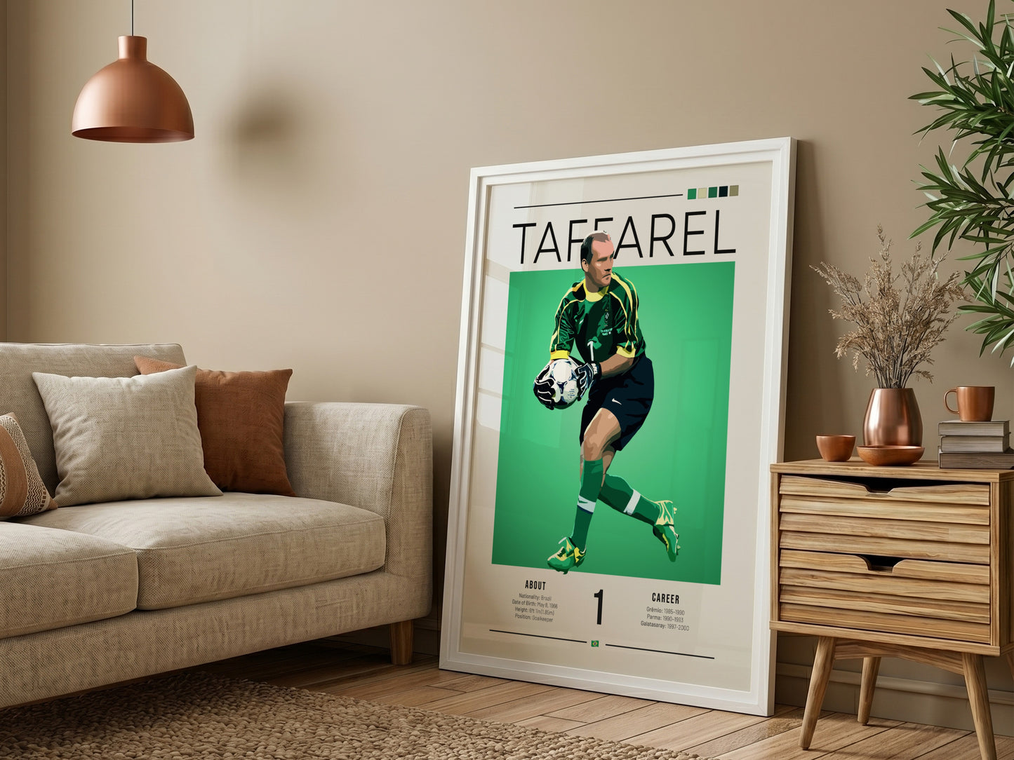 Taffarel football art featuring vibrant green colors and modern style, perfect for sports enthusiasts.