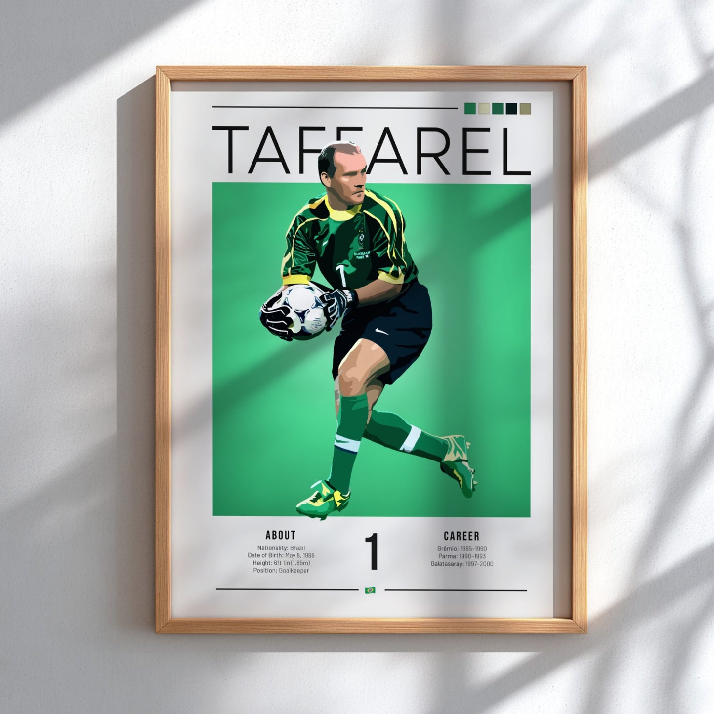 Taffarel football art featuring vibrant green colors and modern style, perfect for sports enthusiasts.