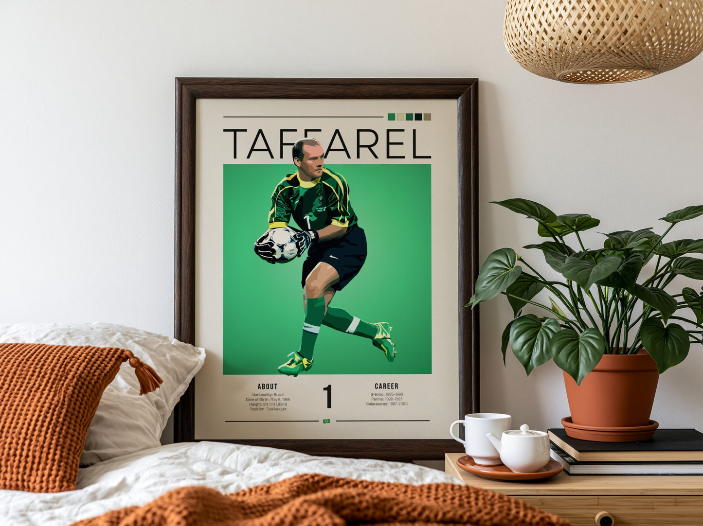 Taffarel football art featuring vibrant green colors and modern style, perfect for sports enthusiasts.
