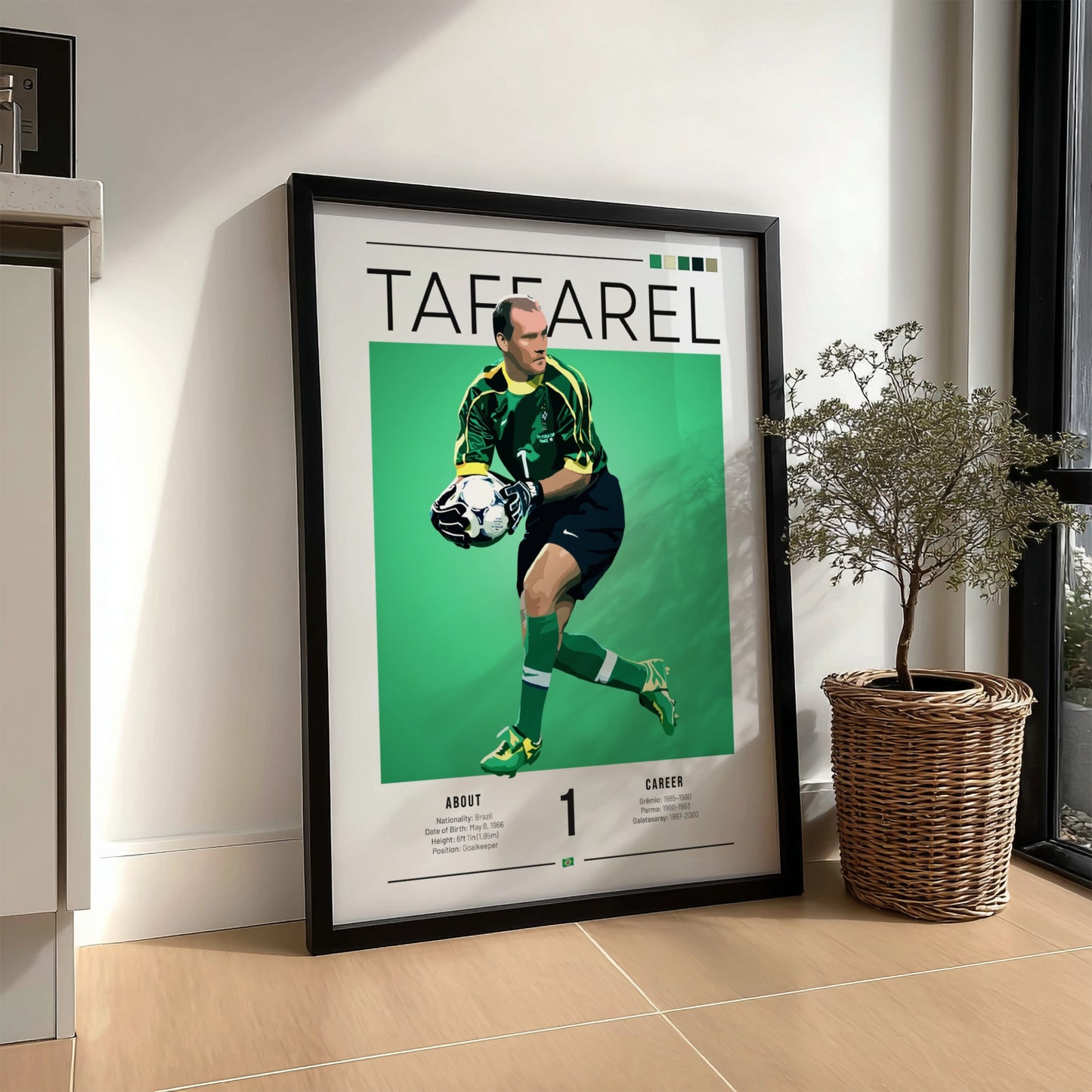 Taffarel football art featuring vibrant green colors and modern style, perfect for sports enthusiasts.