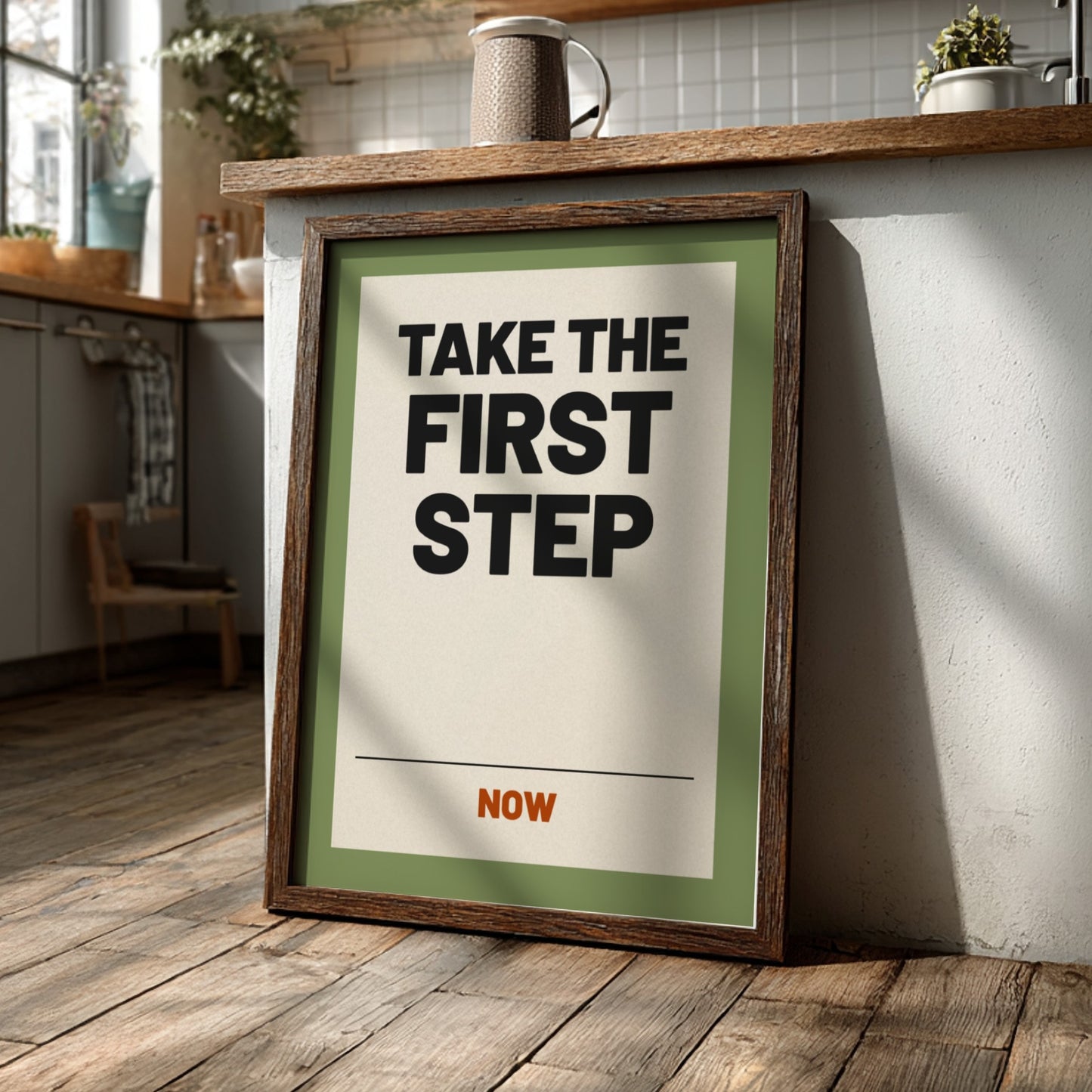 Motivational quotes poster featuring bold text on a calming background, ideal for home decor.