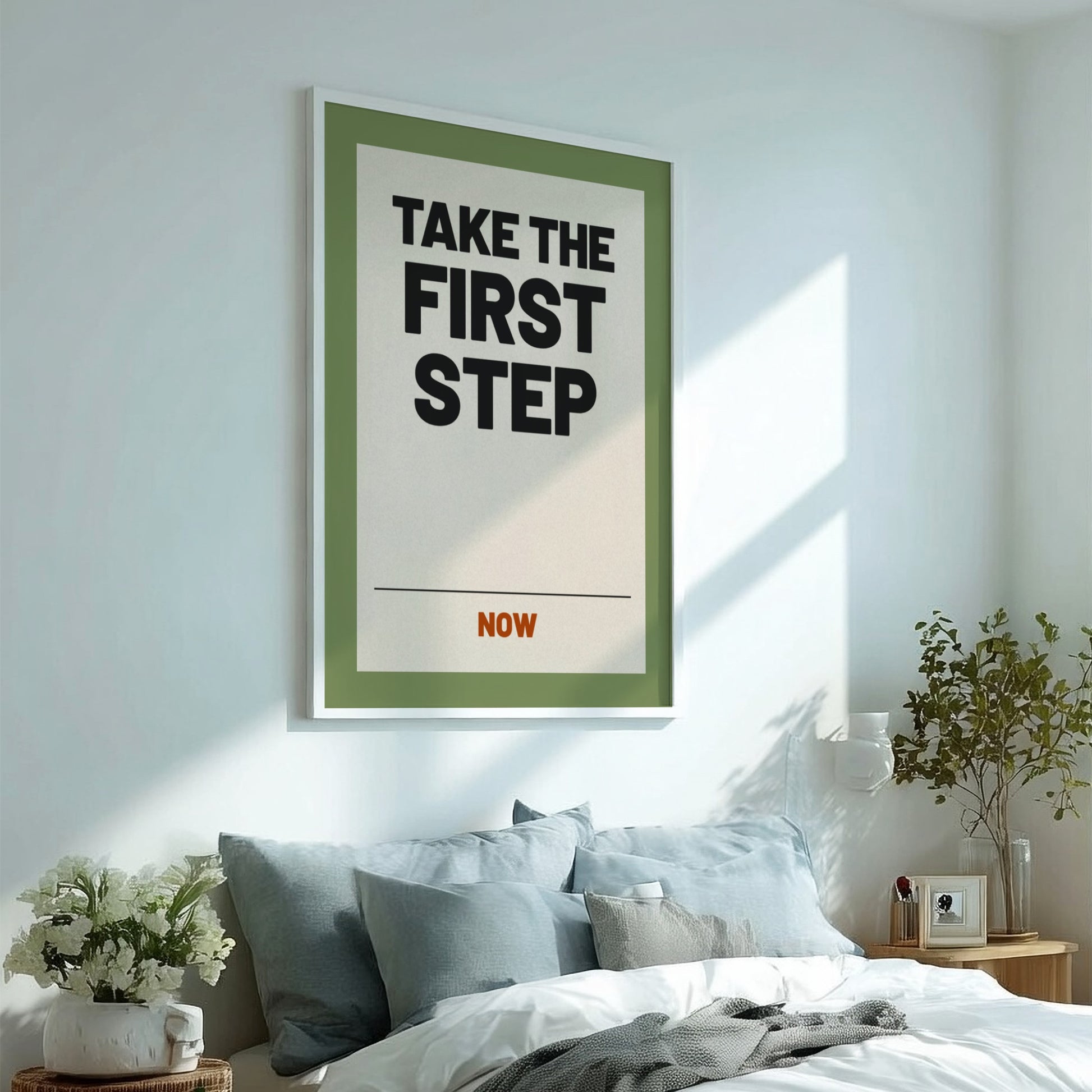 Motivational quotes poster featuring bold text on a calming background, ideal for home decor.
