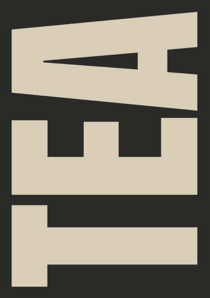 Charcoal tea poster featuring bold typography and minimalist design in neutral colors