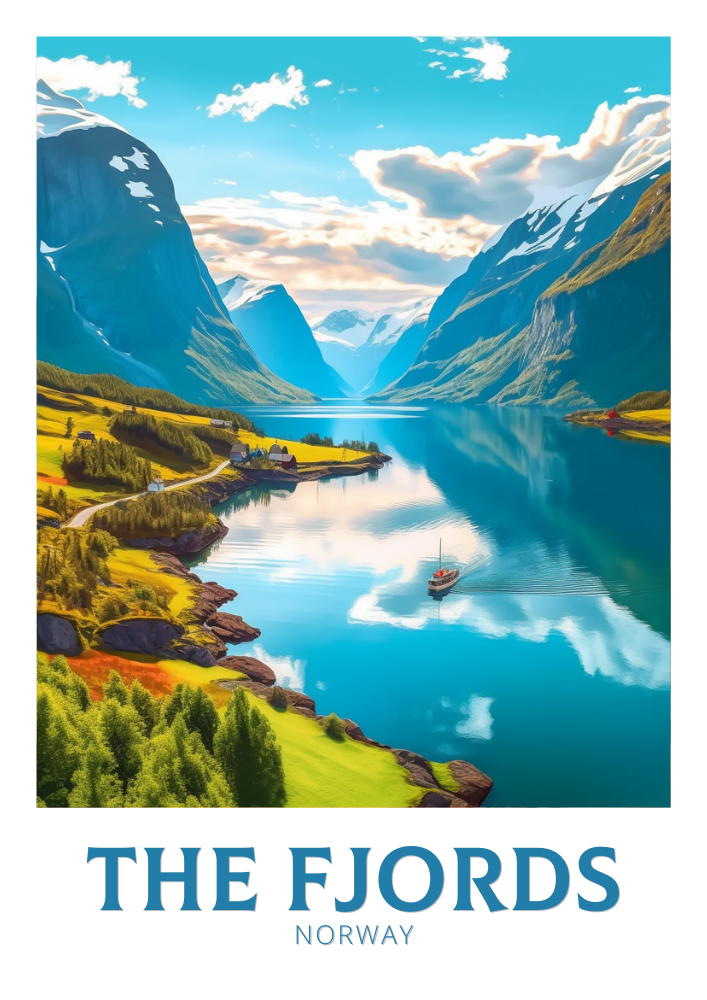 Europe THE FJORDS TRAVEL PRINT - NORWAY ARTWORK