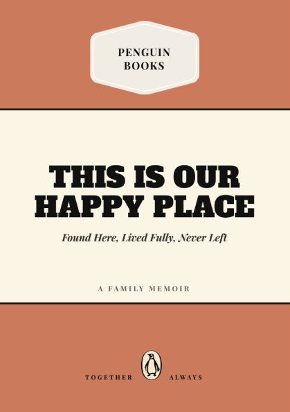 Funny quote poster featuring a family memoir illustration in warm colors and bold typography