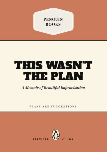 Funny quote poster featuring whimsical penguins book illustration with playful colors and typography
