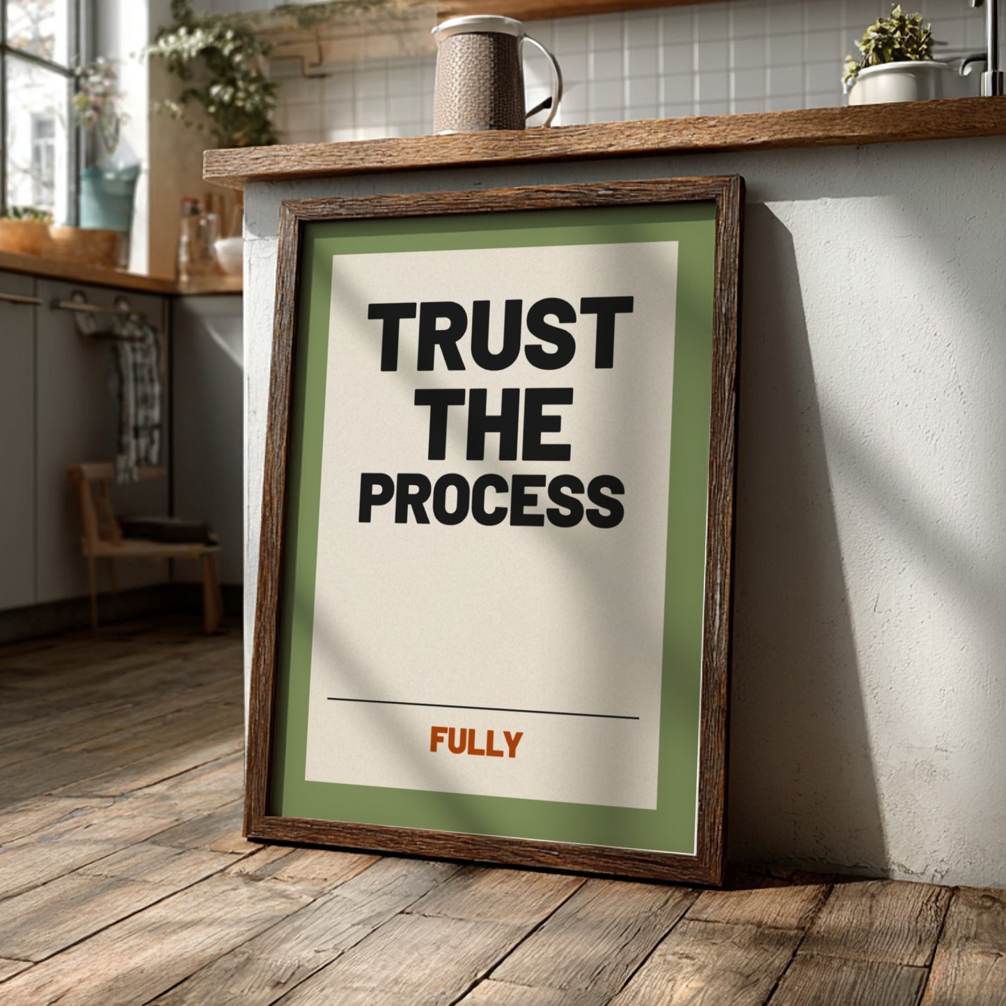 Motivational quotes poster featuring bold typography and a green background, perfect for inspiring decor.