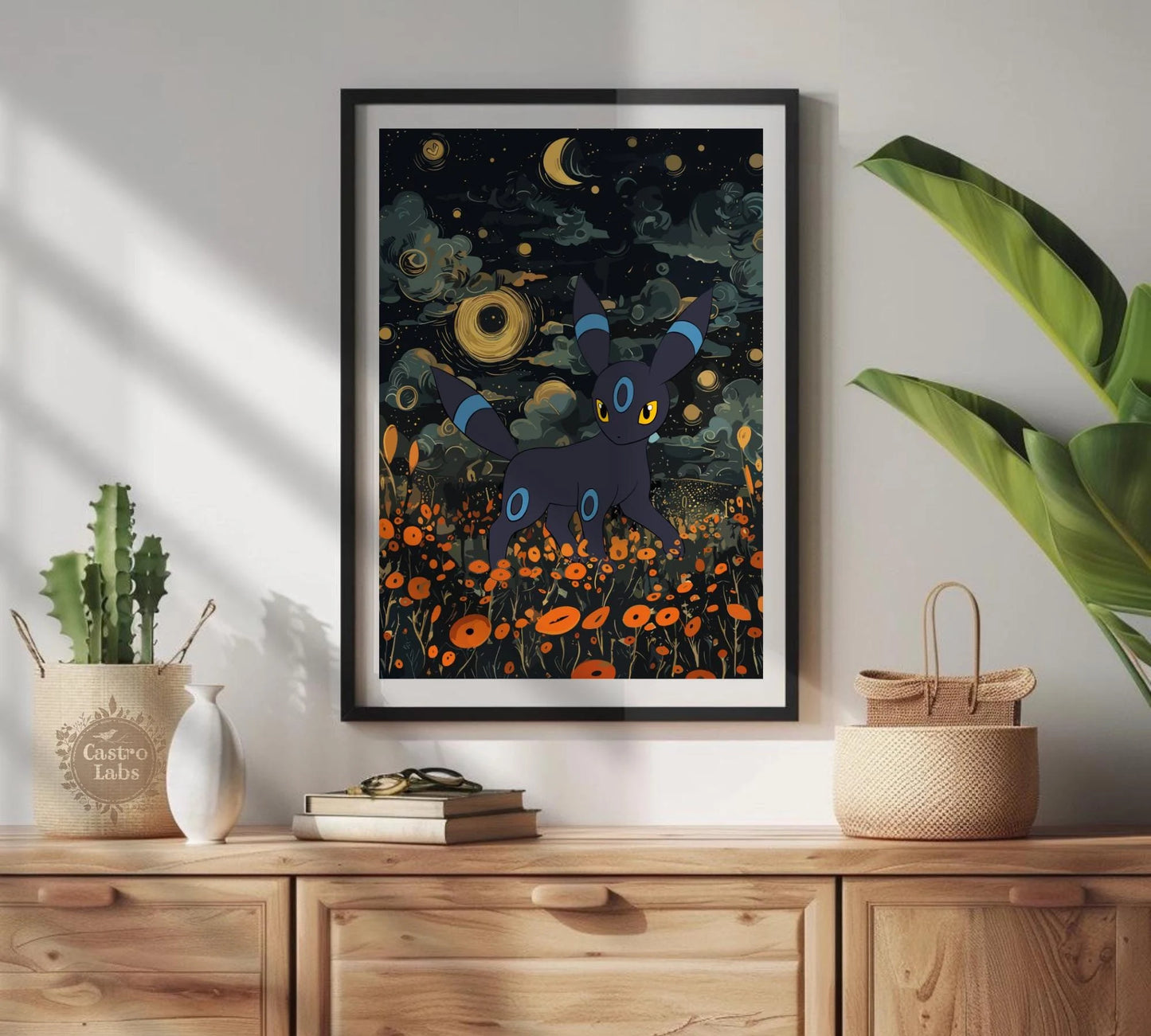 Shiny Umbreon Poster: Japanese Style Pokemon Inspired Anime Artwork, Shiny Umbreon Pokemon