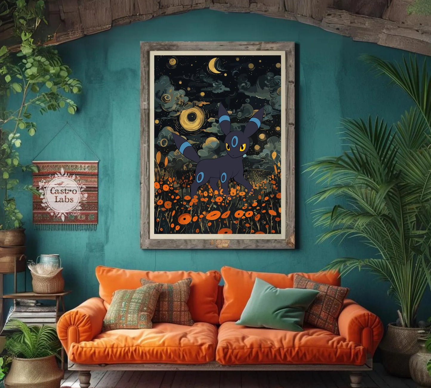 Shiny Umbreon Poster: Japanese Style Pokemon Inspired Anime Artwork, Shiny Umbreon Pokemon