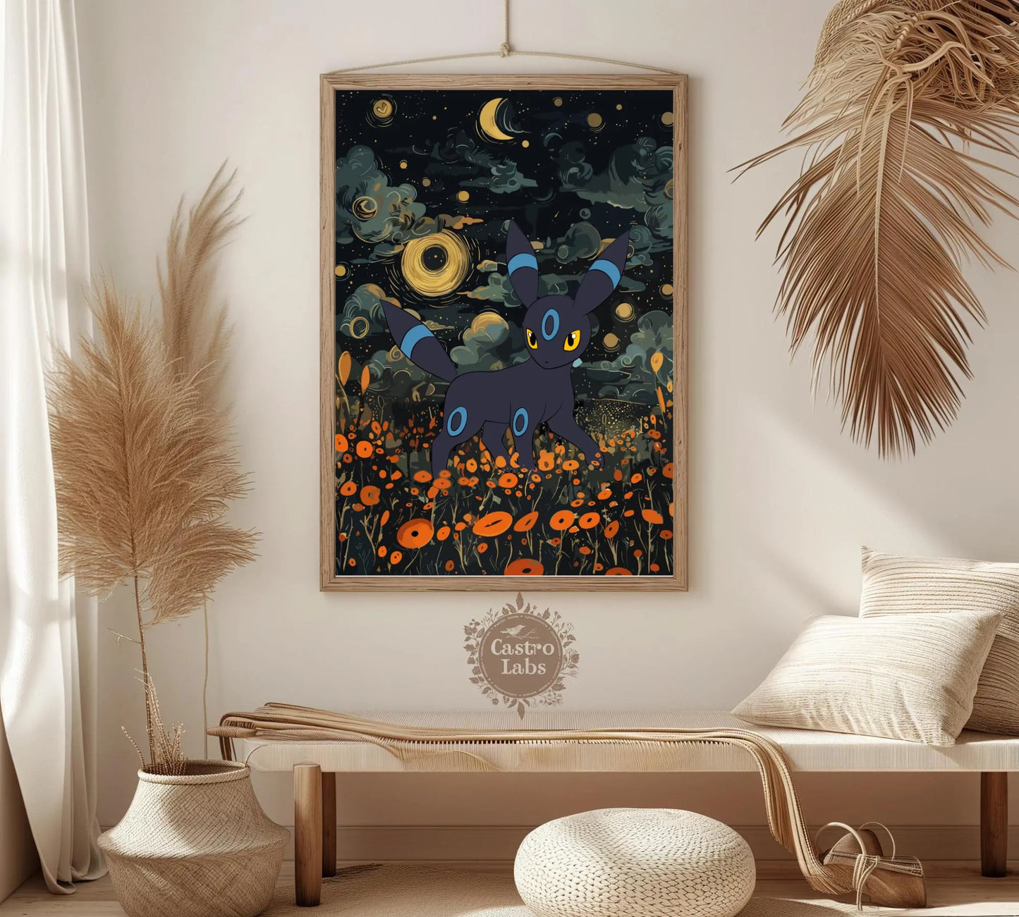 Shiny Umbreon Poster: Japanese Style Pokemon Inspired Anime Artwork, Shiny Umbreon Pokemon