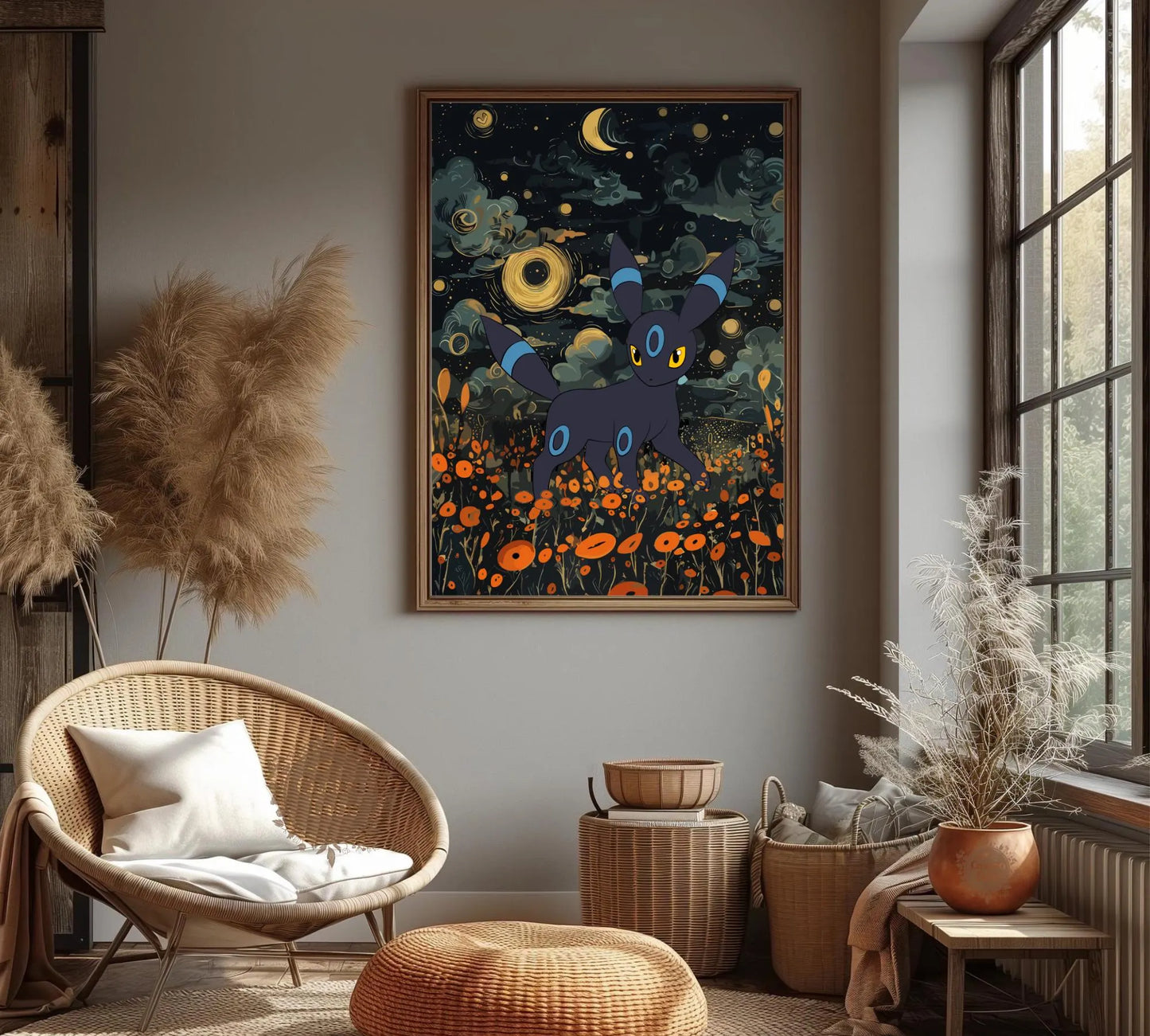 Shiny Umbreon Poster: Japanese Style Pokemon Inspired Anime Artwork, Shiny Umbreon Pokemon