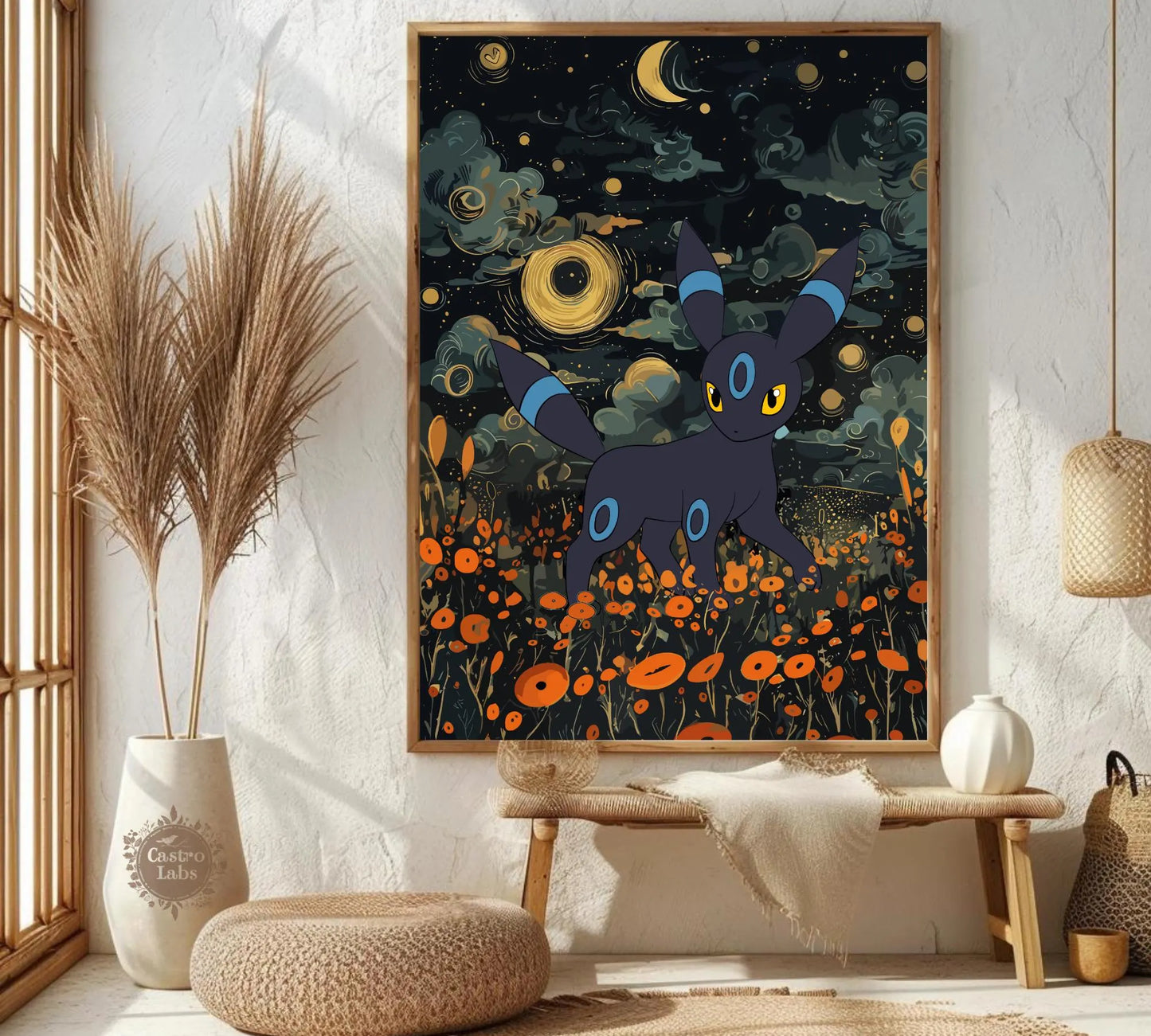 Shiny Umbreon Poster: Japanese Style Pokemon Inspired Anime Artwork, Shiny Umbreon Pokemon