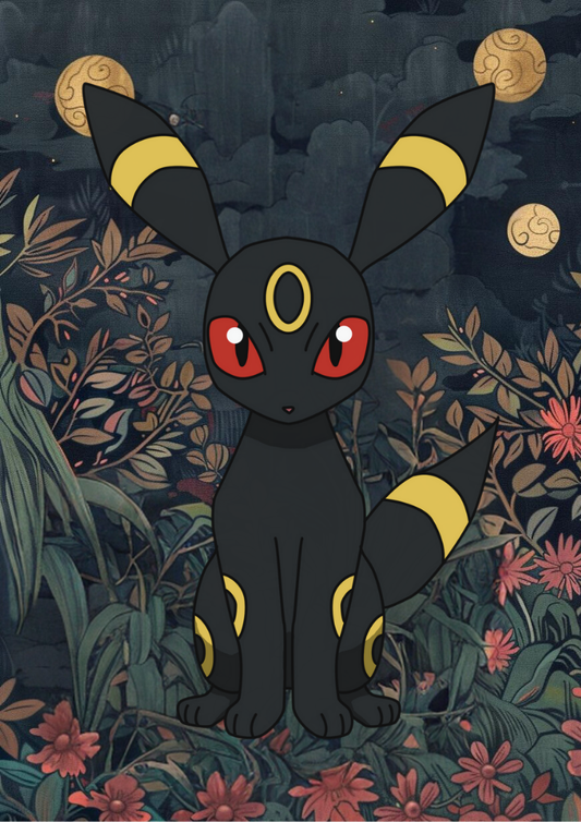 Umbreon Poster: Japanese Style Pokemon Inspired Anime Artwork, Umbreon Pokemon