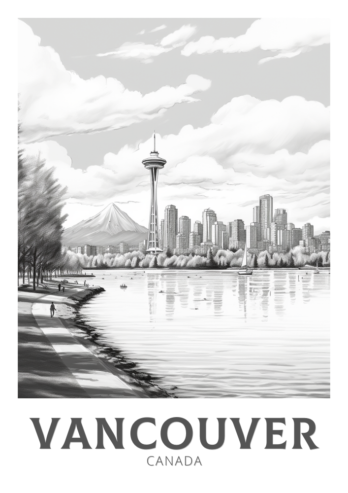 Affiche en noir et blanc de Vancouver