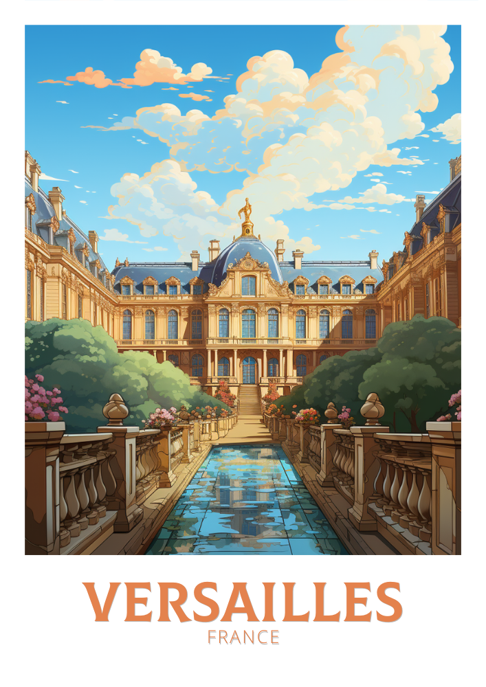Europe VERSAILLES TRAVEL PRINT - FRANCE ARTWORK