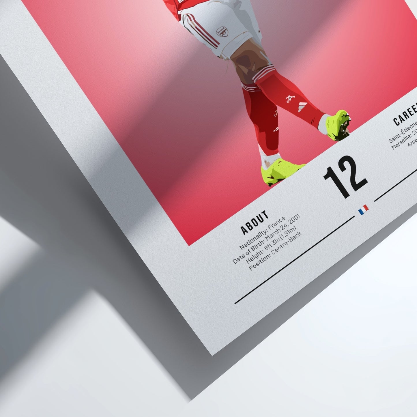 William Saliba poster featuring vibrant colors and modern design for sports enthusiasts