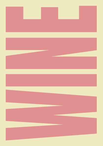 Wine poster with abstract design in dusty rose colors, modern art for home decor