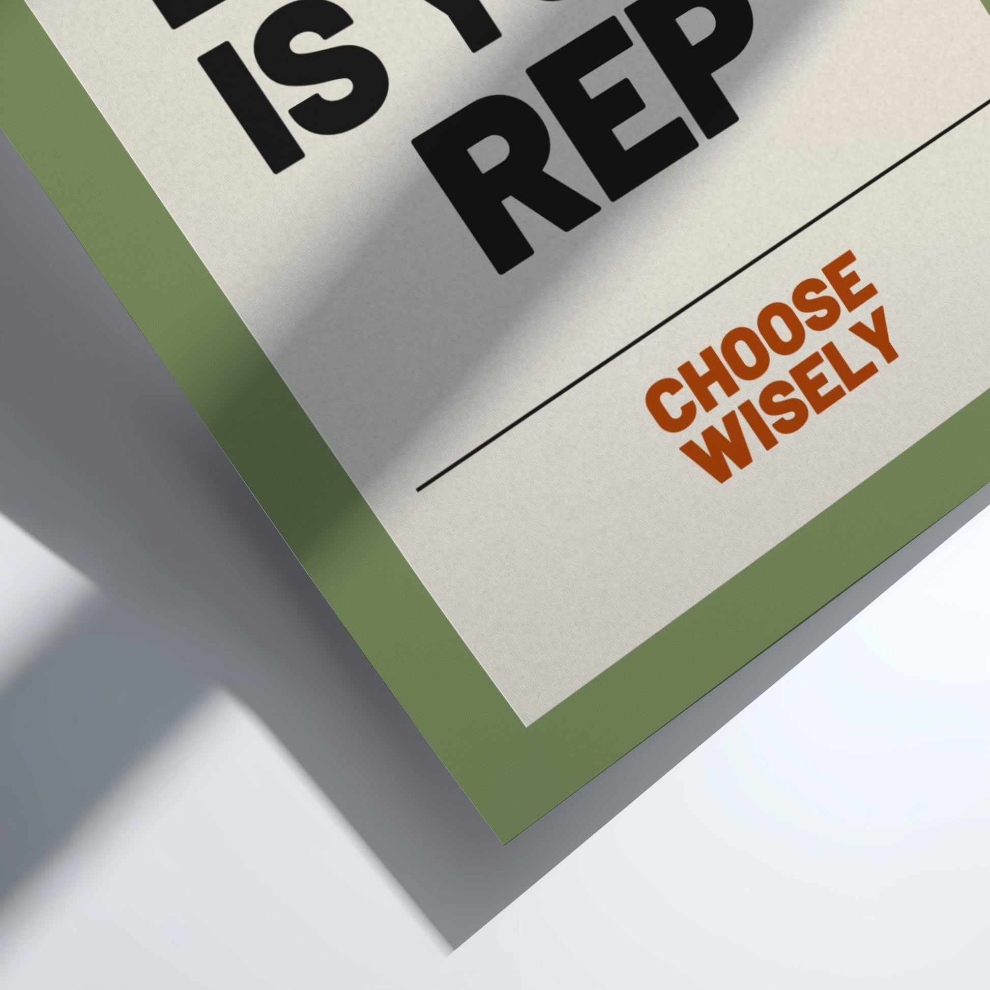 Motivational poster featuring bold typography on a green background, ideal for home decor and inspiration.