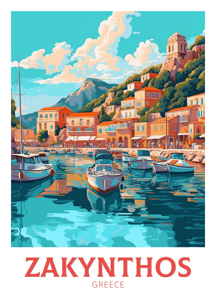 Europe ZAKYNTHOS TRAVEL PRINT - GREECE ARTWORK
