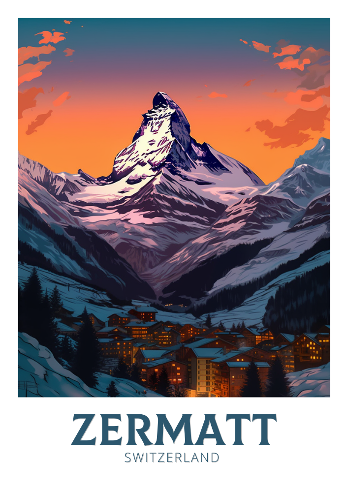 Europe ZERMATT TRAVEL WALL ART - SWITZERLAND POSTER