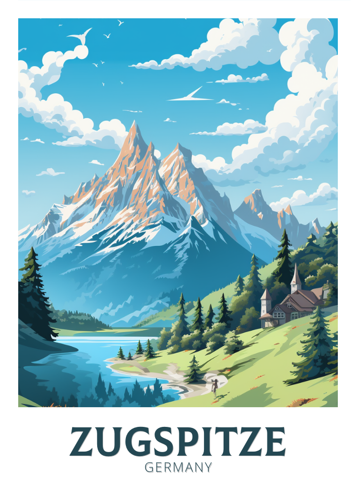 Europe ZUGSPITZE TRAVEL PRINT - GERMANY ARTWORK