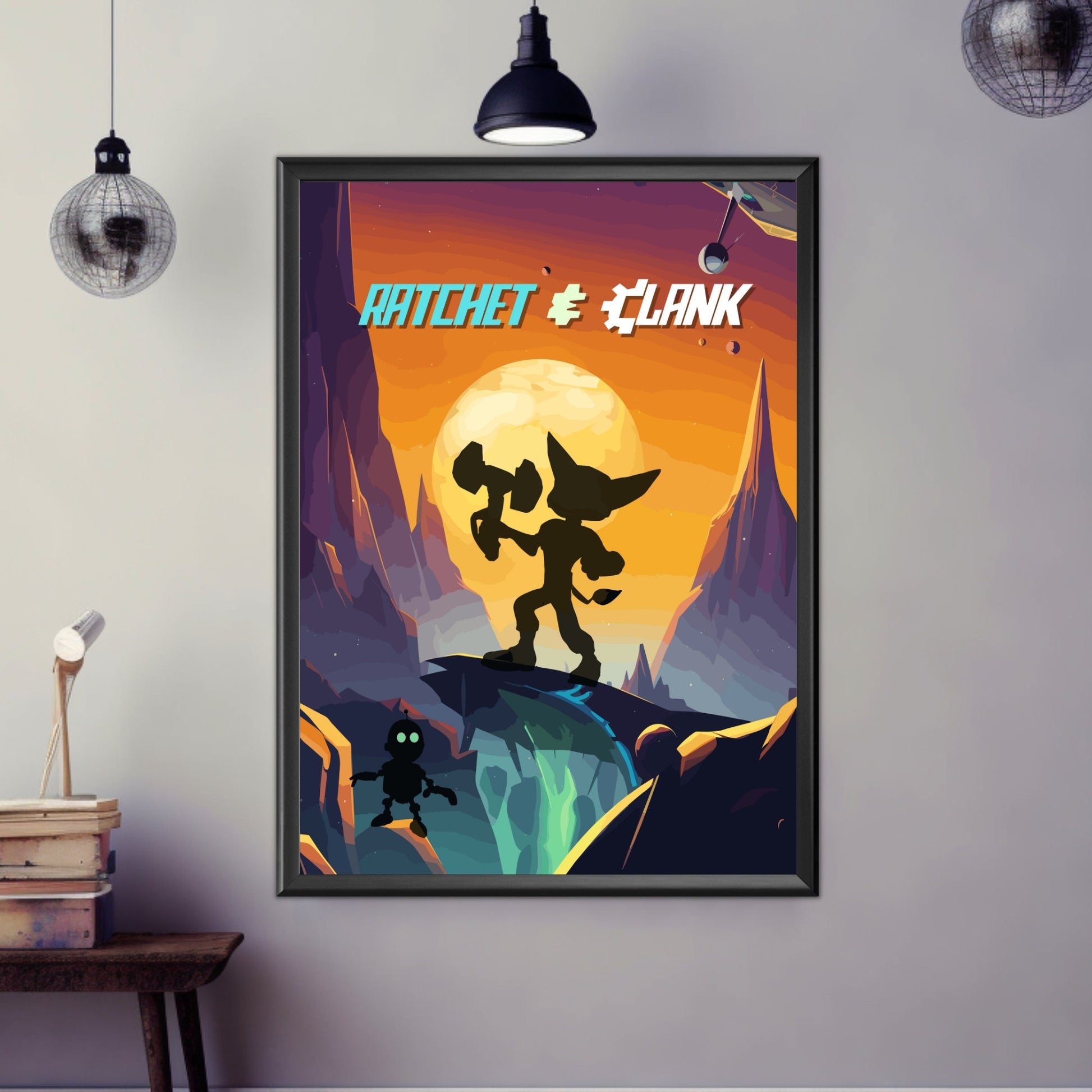 Ratchet and Clank print, Gaming Room Poster, Minimalist, Gaming Poster, Gaming Print, Game Gift, Video Game Poster, Ratchet and Clank Poster