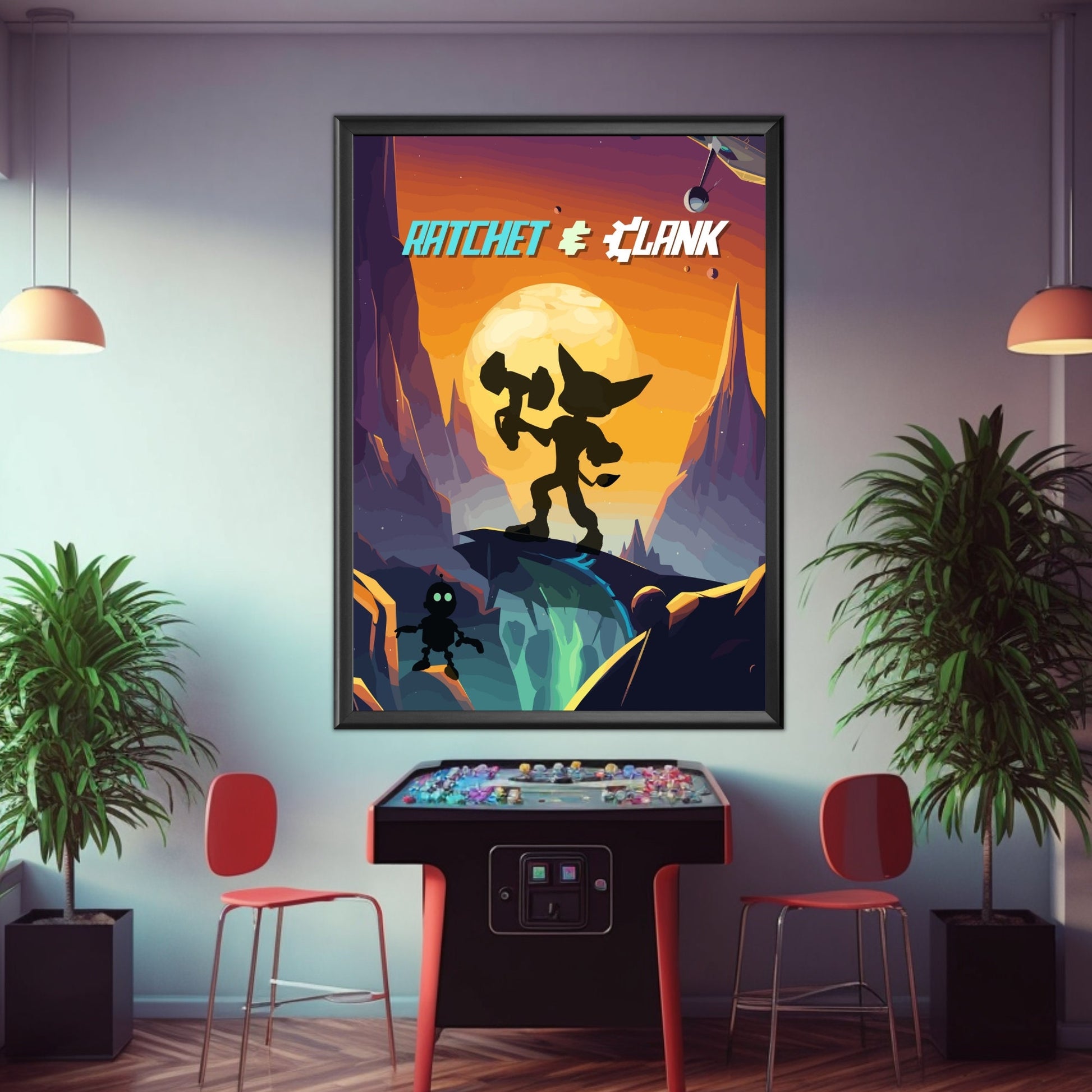 Ratchet and Clank print, Gaming Room Poster, Minimalist, Gaming Poster, Gaming Print, Game Gift, Video Game Poster, Ratchet and Clank Poster
