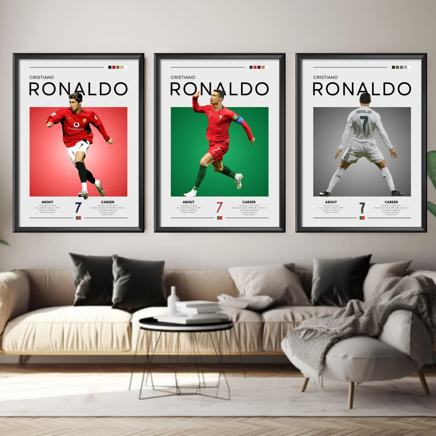 Cristiano Ronaldo Poster Bundle, Cristiano Ronaldo prints, Football Gift, Sports Posters, Football Player Poster, Soccer Wall Art, Ronaldo