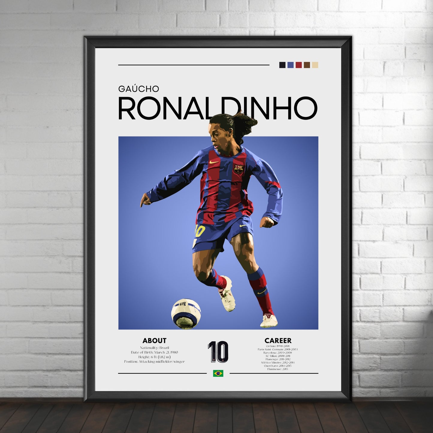 Ronaldinho Print, Ronaldinho Poster, Barcelona print,