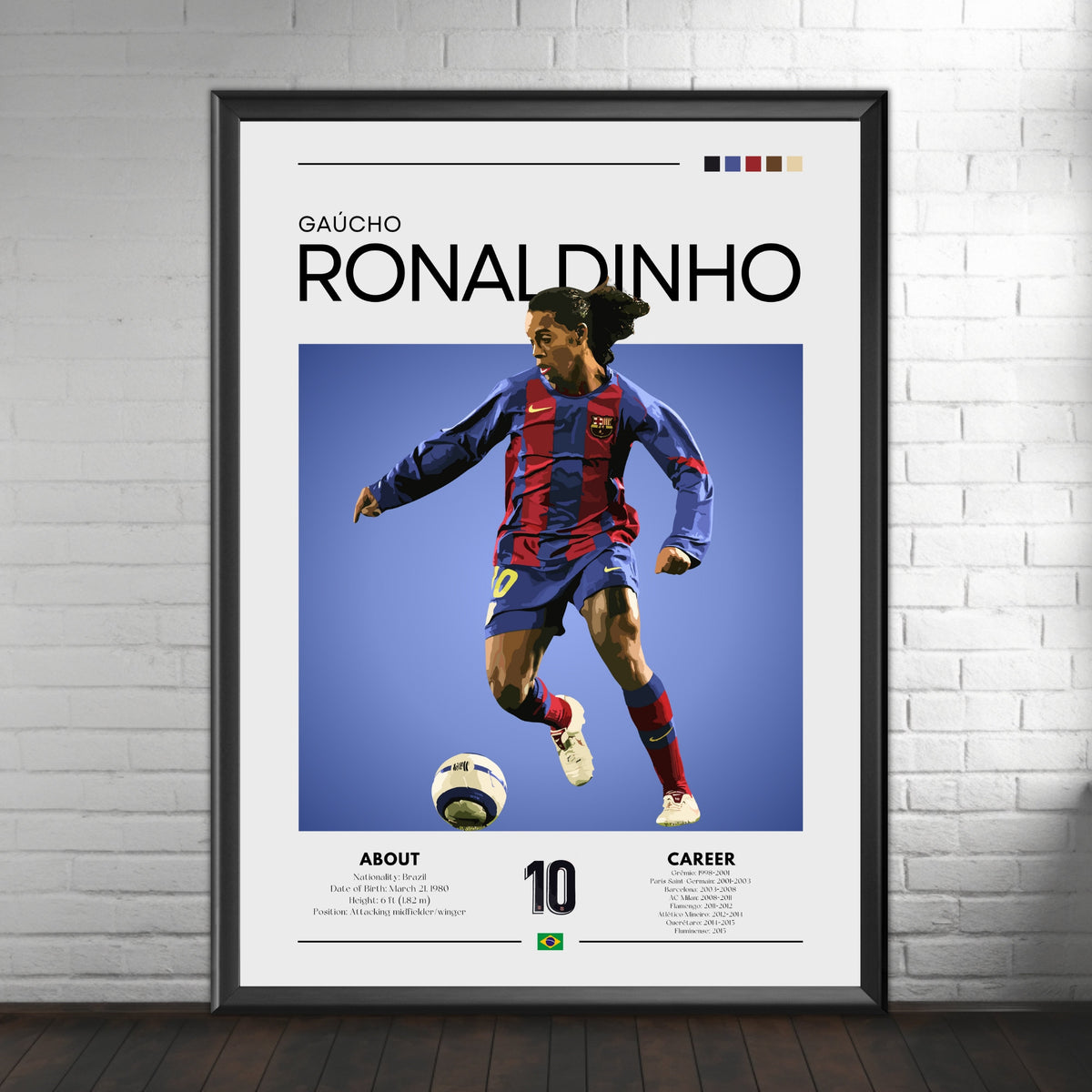 Ronaldinho Barcelona Football Poster – Brighton Posters