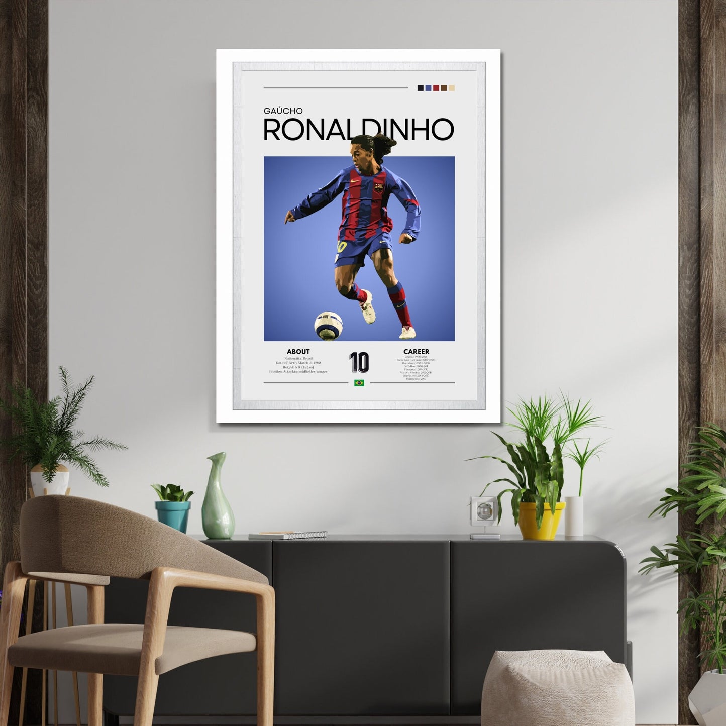 Ronaldinho Print, Ronaldinho Poster, Barcelona print,