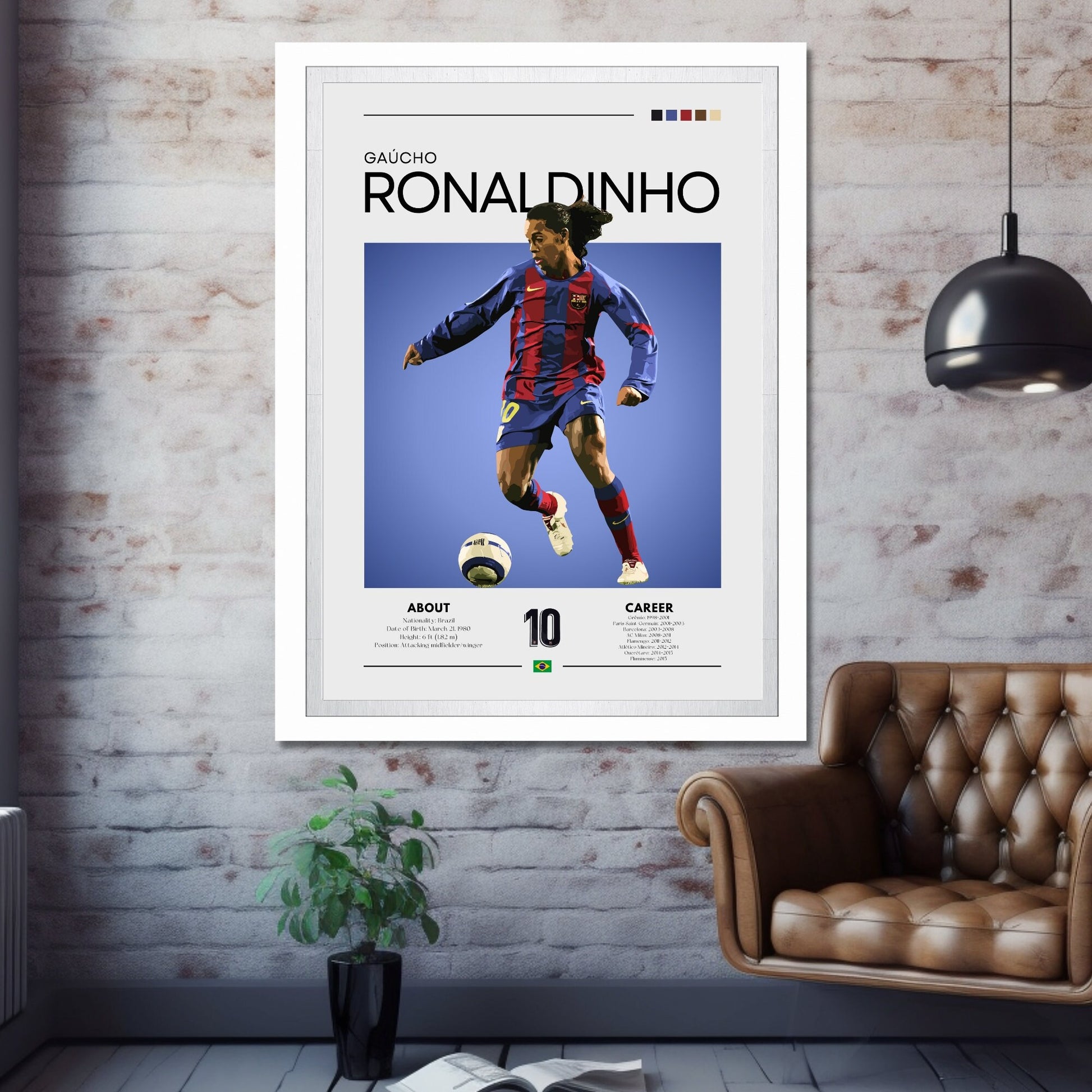 Ronaldinho Print, Ronaldinho Poster, Barcelona print,