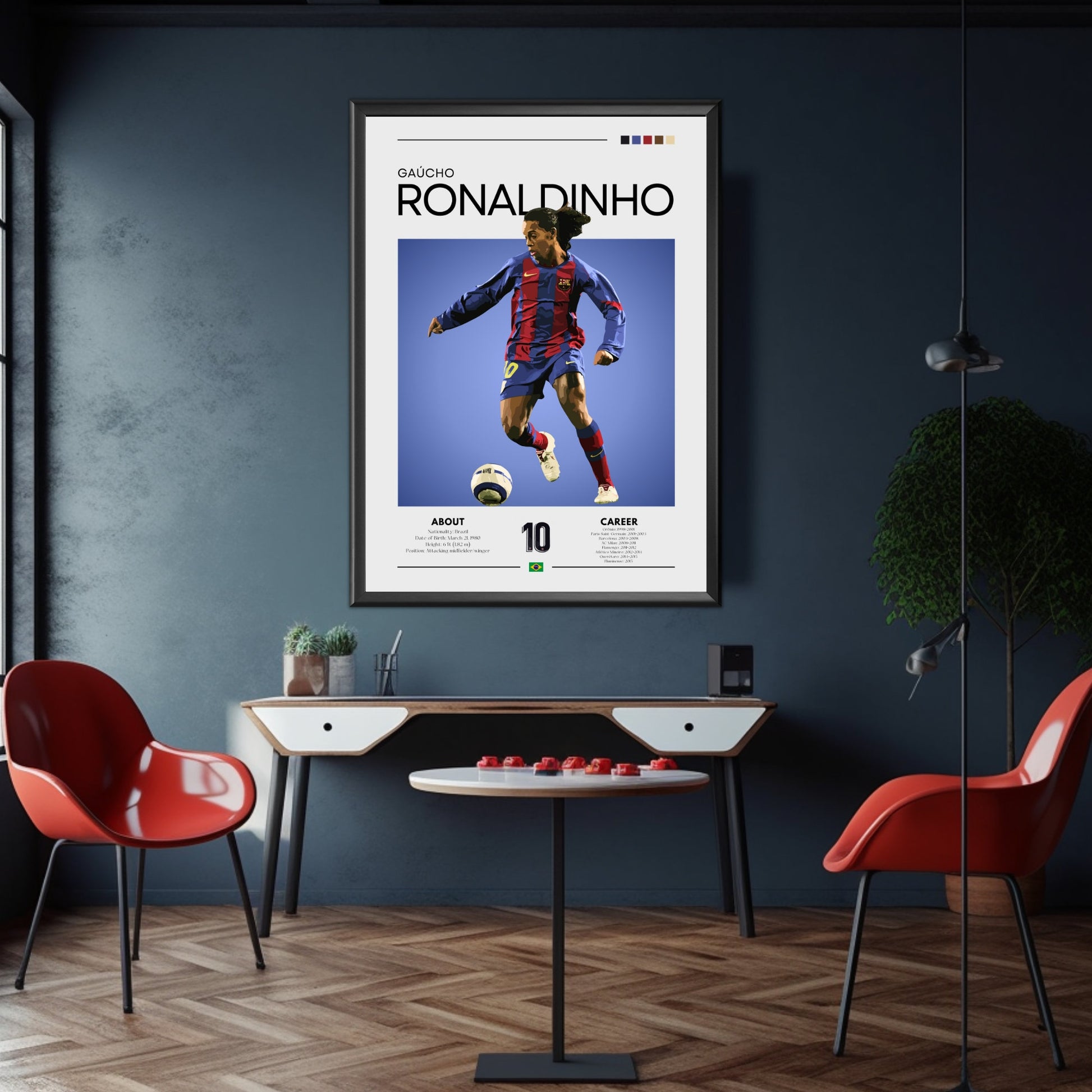 Ronaldinho Print, Ronaldinho Poster, Barcelona print,