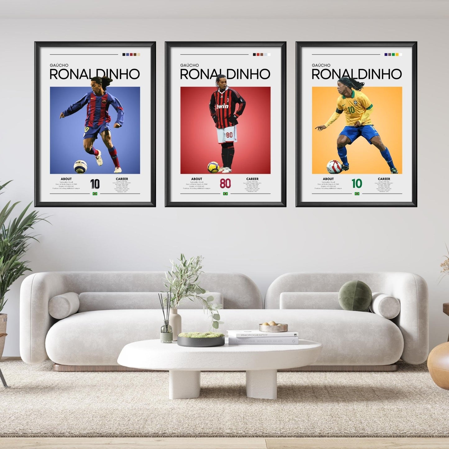 Ronaldinho set of 3 posters