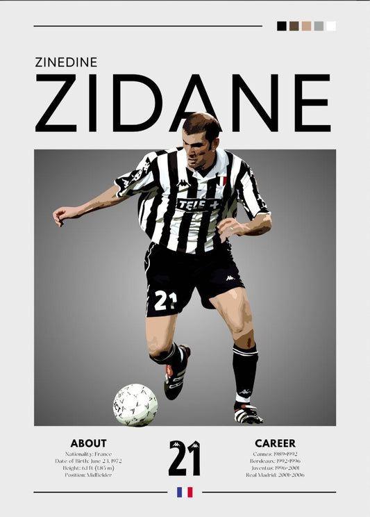 Zinedine Zidane Juventus Poster