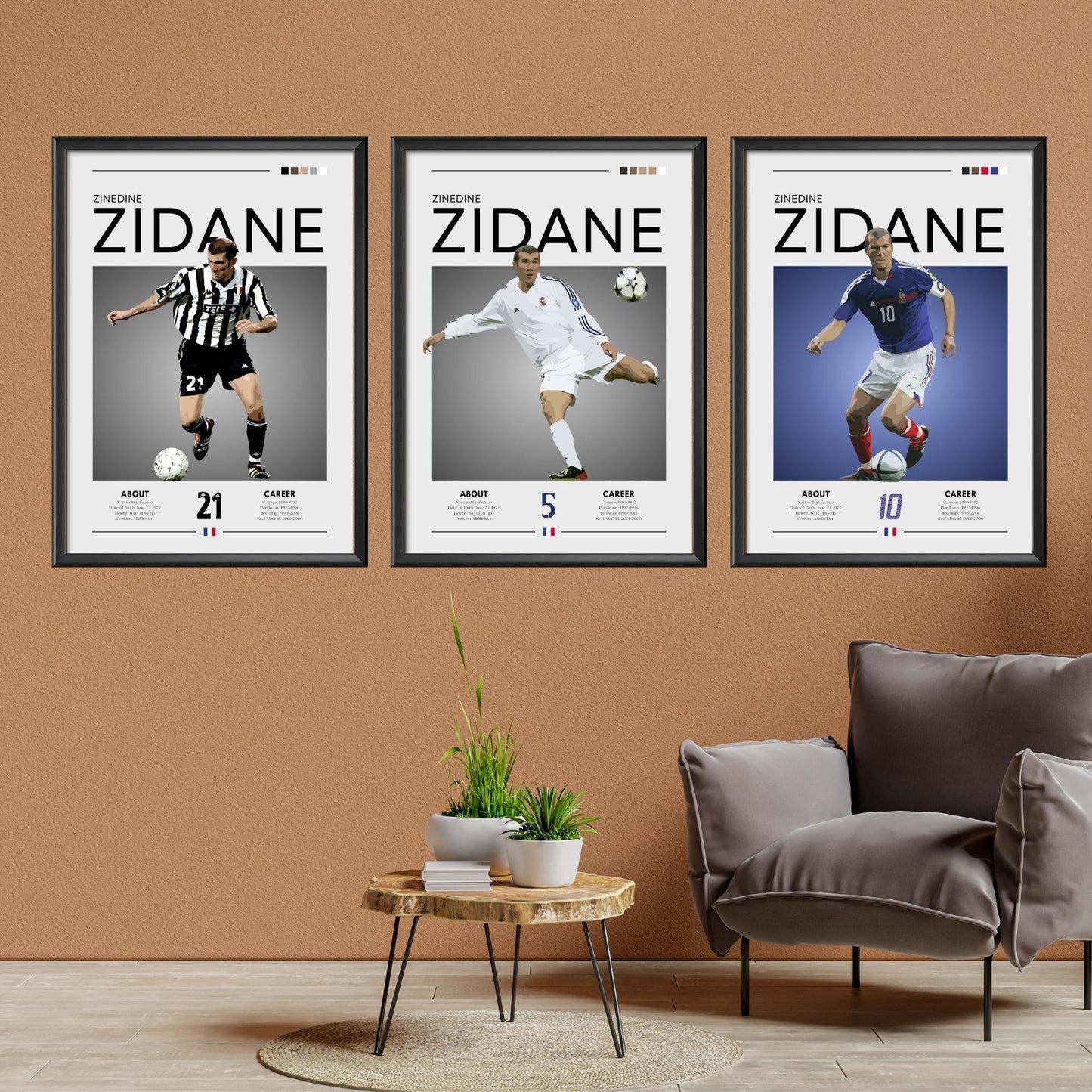 Zinedine Zidane set of 3 posters